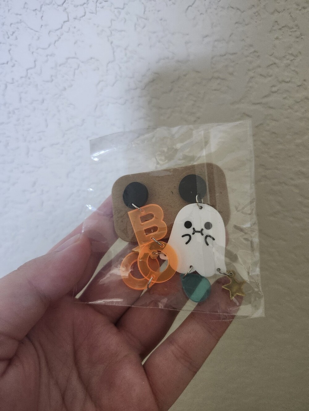 Cute Orange Ghost Dangle Earrings for Kids - Unbranded